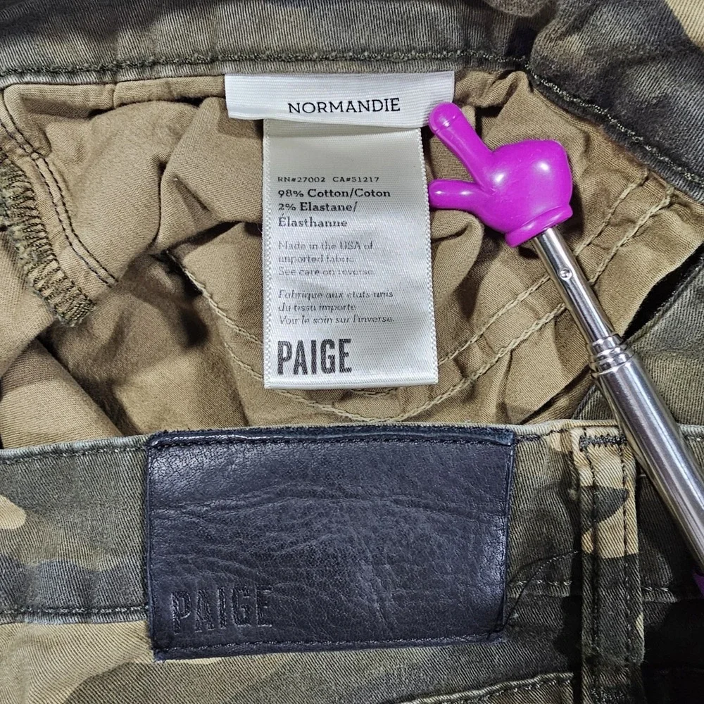 Mens Paige Normandie‎ size 32 Green Camo Slim Straight Stretch Pants